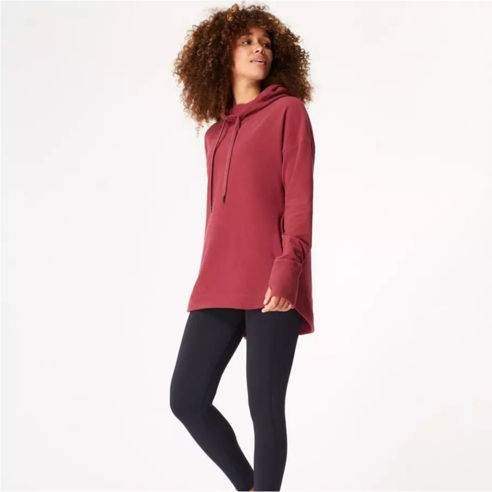 Sweaty Betty After Class Hoodie Women Rose‎ Pink Excellent Funnel Neck Thumbhole